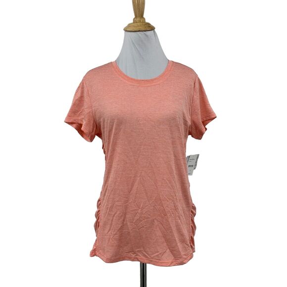 Eddie Bauer Shirt Womens M Medium Peach Shirring Stretch Performance UPF 50 Tee - Picture 1 of 13